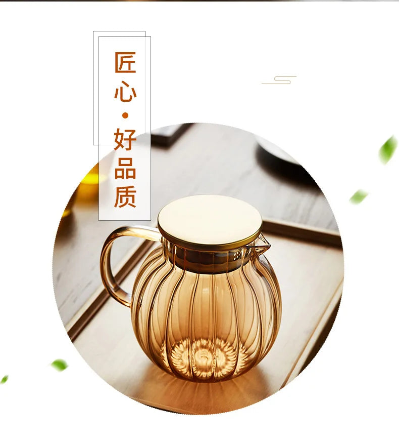Heat Resistant Glass Teapot Infuser Chrysanthemum Tea Kettle Kung Fu Teawear Set Puer Oolong Pot Pumpkin Teapot