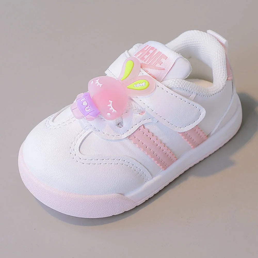 Autumn Children's Sport Shoes PU Leather Toddler Shoes For Baby Cute Rabbit Sneakers For Kids 2024 Trend Fashion Tennis Shoes
