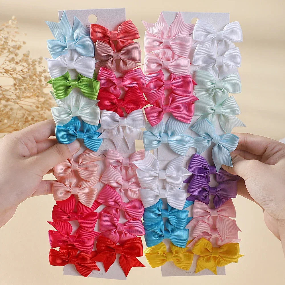 10Pcs/lot Solid Color Ribbon Baby Bows Hair Clips for Baby Girls Handmade Bowknot Hairpin MiNi Barrettes Kids Hair Accessories