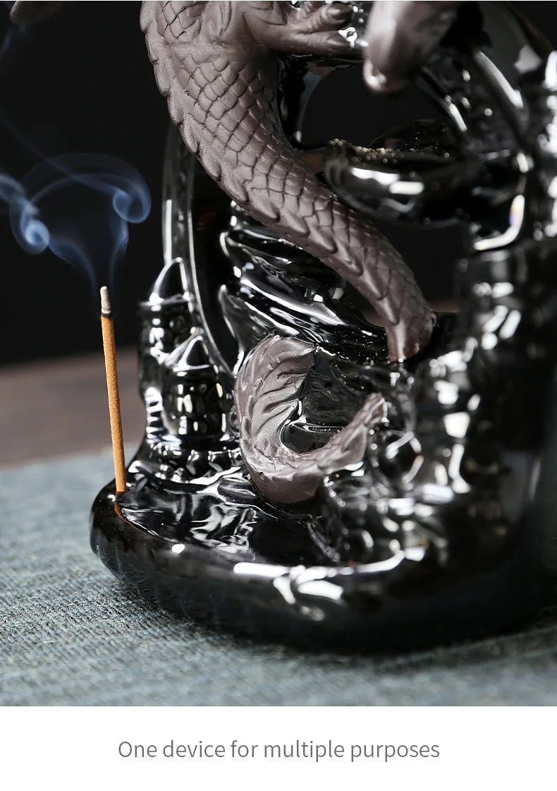 1pc, Creative Incense Burner Holder, Dragon Waterfall Backflow Incense Burner Home Decor Incense Stick Holder -Without Incense