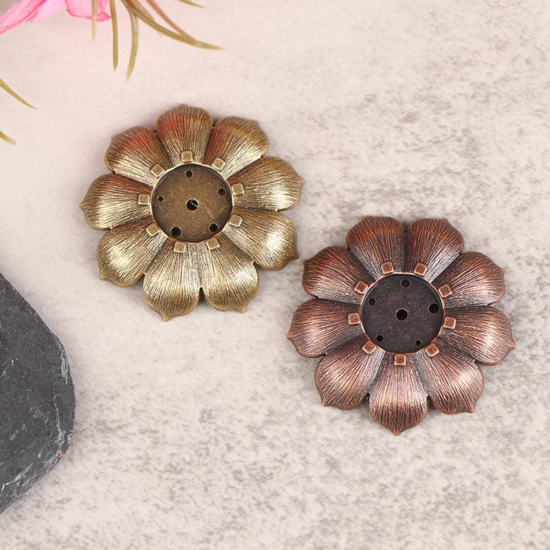 1PC Alloy Incense Burner Stick Holder Plate Buddhism Lotus Censer Bronze Nasturtium Incense Burner