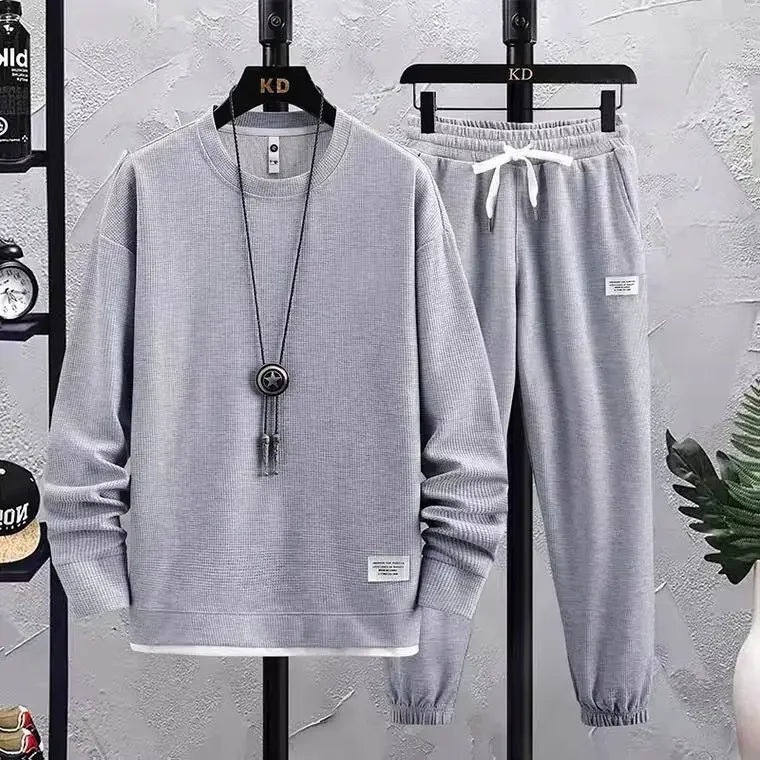 2024 Autumn Sports Suit Men's High-quality Round Neck Long Sleeve+trousers Set Fashion Tracksuit Men