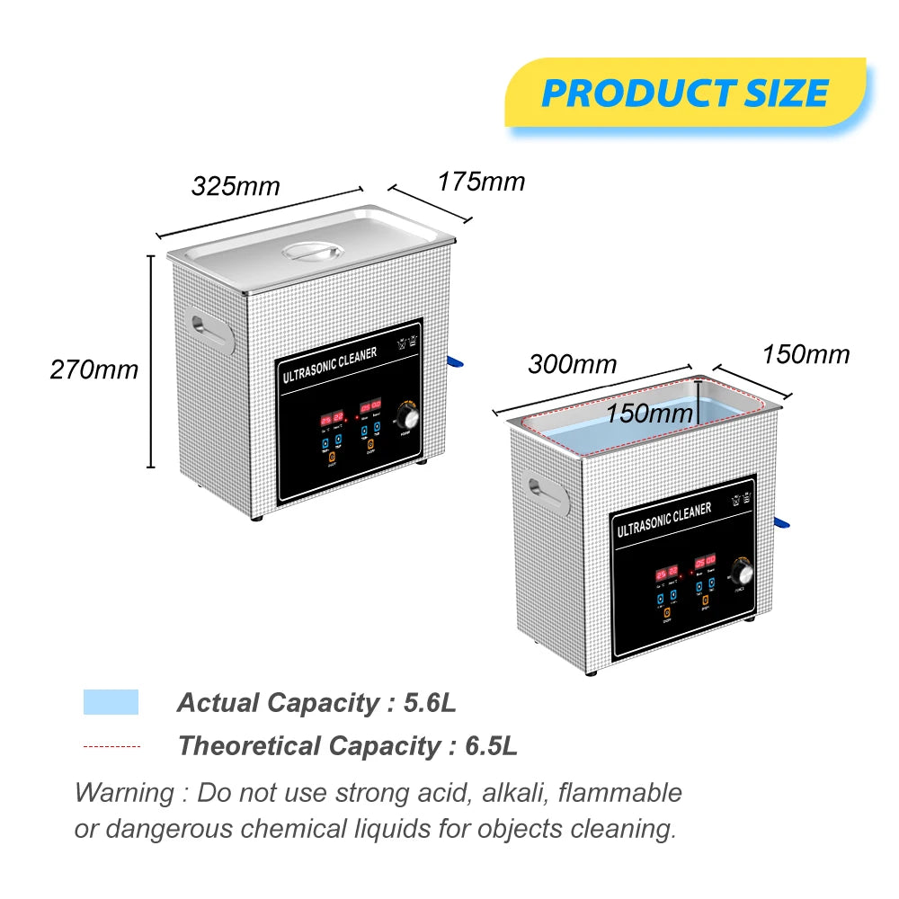 6L Vinyl Record Ultrasonic Cleaner with Bracket(Set) for Cleaning EP 7 LP 12 Inch Records Label Saver Aluminum CNC Made