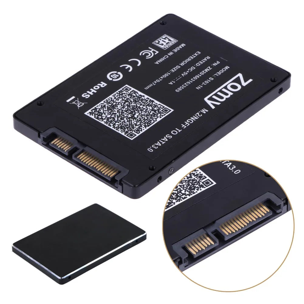 B Key M.2 NGFF SSD to 2.5" SATA 3.0 Converter Adapter Card 2230 2242 2260 2280 for Windows2000/XP/7/8/10 Vista Linux MAC