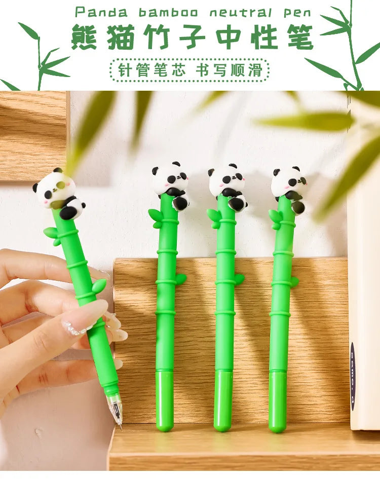 6 pcs/lot Panda Bamboo Soft Silicone Gel Pens For Writing Cute Signature Pen School Office Stationery Art Deco Gel Pens