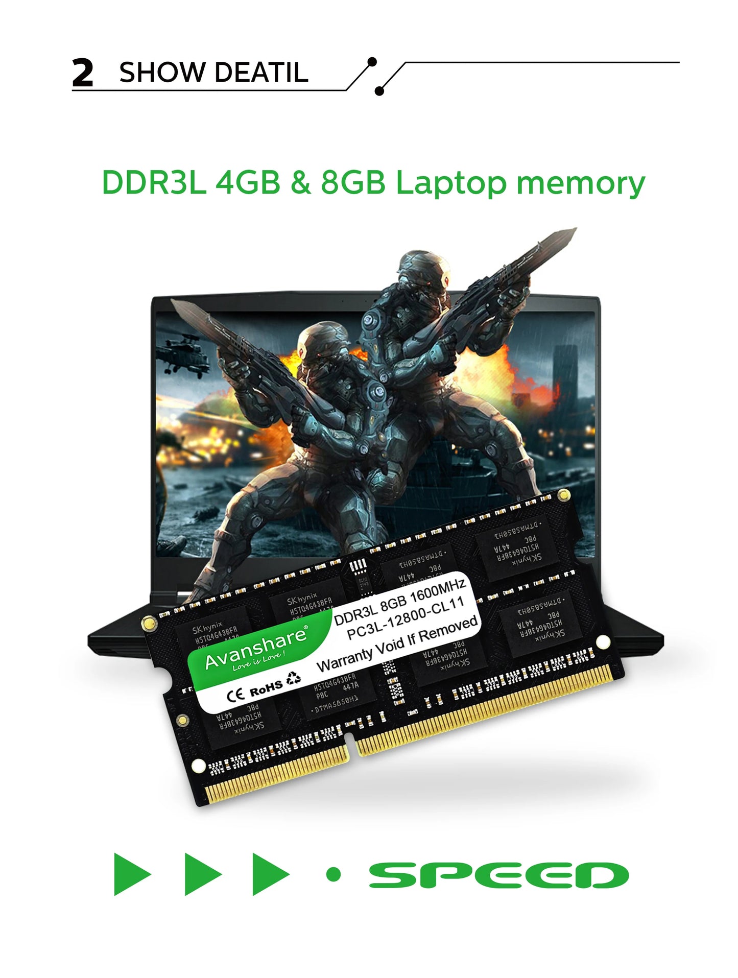 Avanshare 10Pcs Laptop Memory RAM DDR3 DDR3L 8GB 4GB 1600MHz 1333MHz SODIMM 1.35V 1.5V PC3/PC3L-12800S PC3-10600S Non-ECC