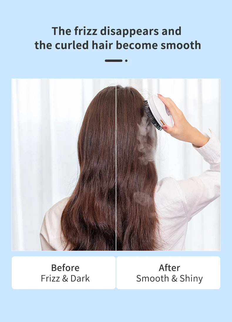 Hair Smoothing Straightening Brush Spray Steam Scalp Massage Comb Electric Ionic Household Hair Styler Tool for Frizzy Dry Hair
