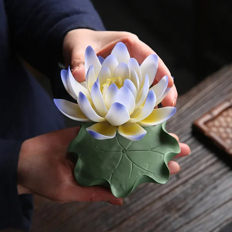 Y Ceramic Handicraft Stick Incense Burners Simulation Lotus Incense Holder Ornaments Zen Aromatherapy Tea Office Spiritual Decor