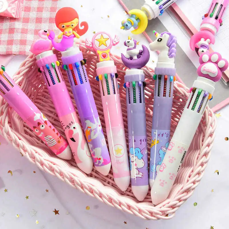 10 Colors Cute Cartoon Ballpoint Pen Dinosaur Kawaii Multicolor Gel Pen For Writing School Supplies Stationery Office Accessoris