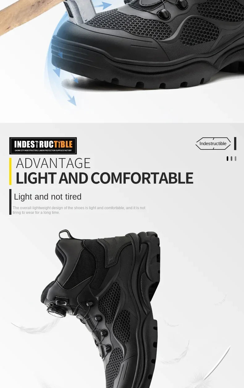 Rotary Buckle New Safety Boots Men Work Shoes Are Indestructible Steel Toe Protection Anti Impact Anti Puncture Safety Shoes Men