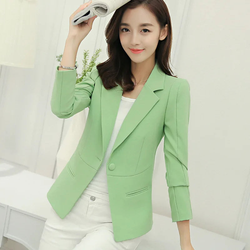 Women Blazer Korea Casual Slim Blazers Jackets Work Coat Outerwear Fashion Spring Career Female Jacket Office Lady NS5262