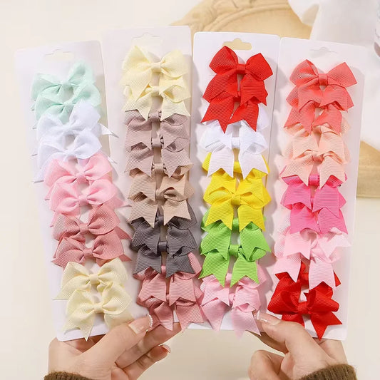 10Pcs/lot Solid Color Ribbon Baby Bows Hair Clips for Baby Girls Handmade Bowknot Hairpin MiNi Barrettes Kids Hair Accessories