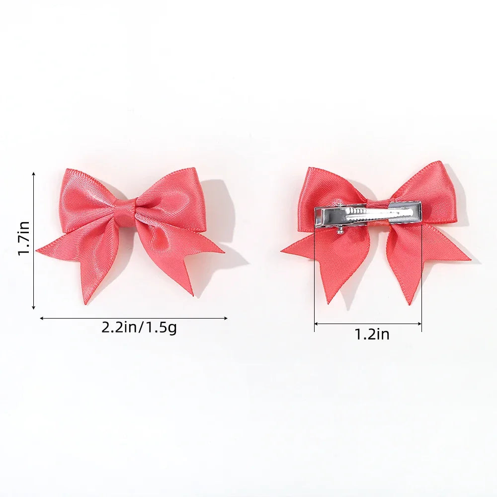 10Pcs/lot Solid Color Ribbon Baby Bows Hair Clips for Baby Girls Handmade Bowknot Hairpin MiNi Barrettes Kids Hair Accessories