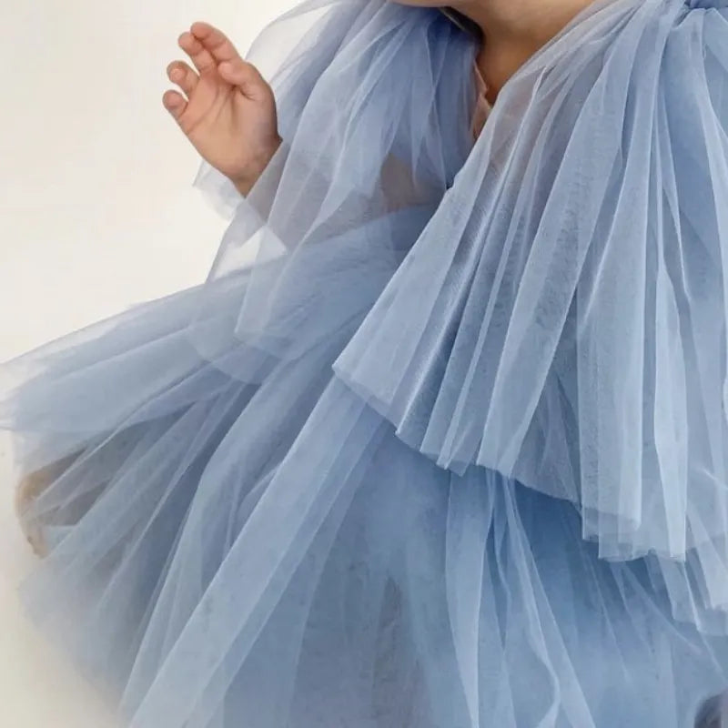 Fashion Baby Girl Princess Tutu Dress Cap Sleeve Infant Toddler Gauze Vestido Party Wedding Pageant Birthday Baby Clothes 1-12Y