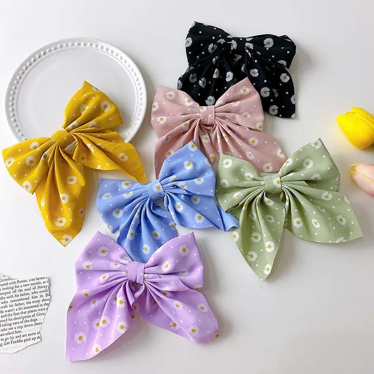 Fashion Sweet Bow Hair Clip Solid Color Girl Satin Butterfly Hair Clip Duck Mouth Clip Children's Hair Accessories