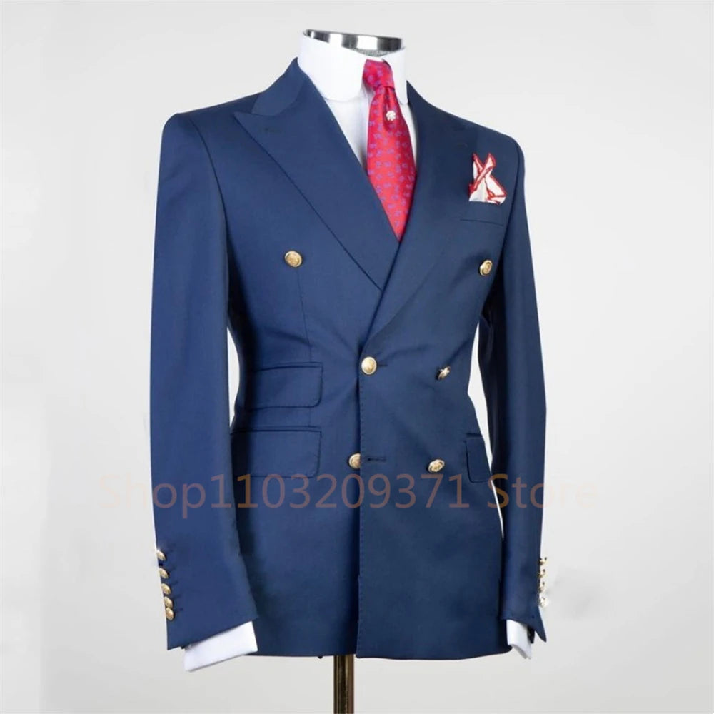 2024 Fashion New Men's Casual Boutique Slim Double Breasted Solid Color Business Wedding Suit Blazers Dress Jacket Coat