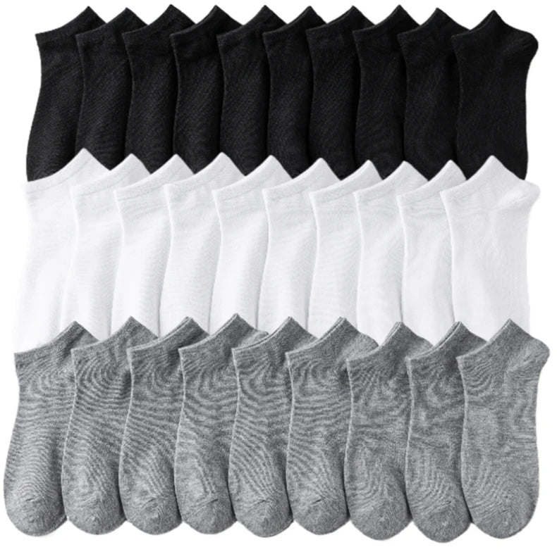 Unisex 40/20/10 Pairs of Solid Color Socks, Soft and Lightweight Ankle Socks, WOMEN'S Casual Boat Socks, Low Cut Ankle Socks