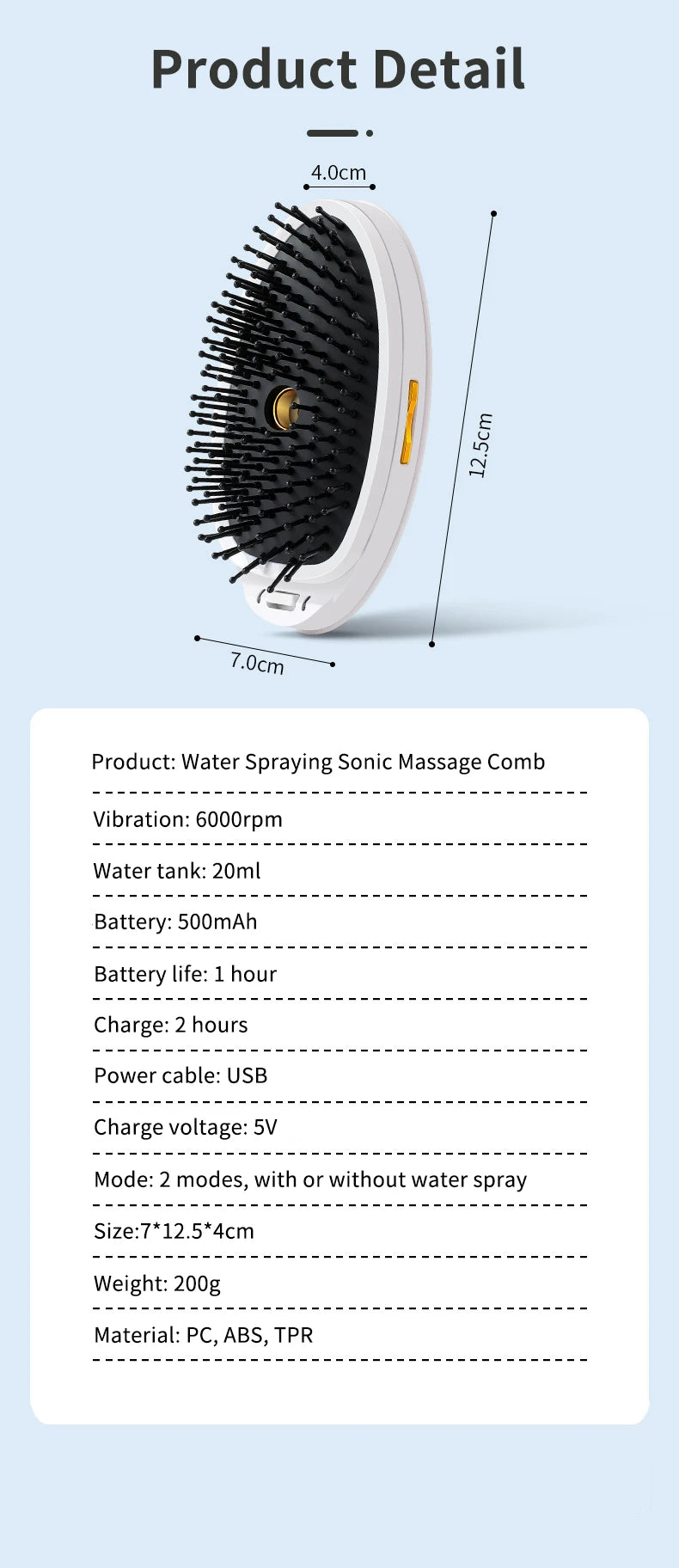 Hair Smoothing Straightening Brush Spray Steam Scalp Massage Comb Electric Ionic Household Hair Styler Tool for Frizzy Dry Hair
