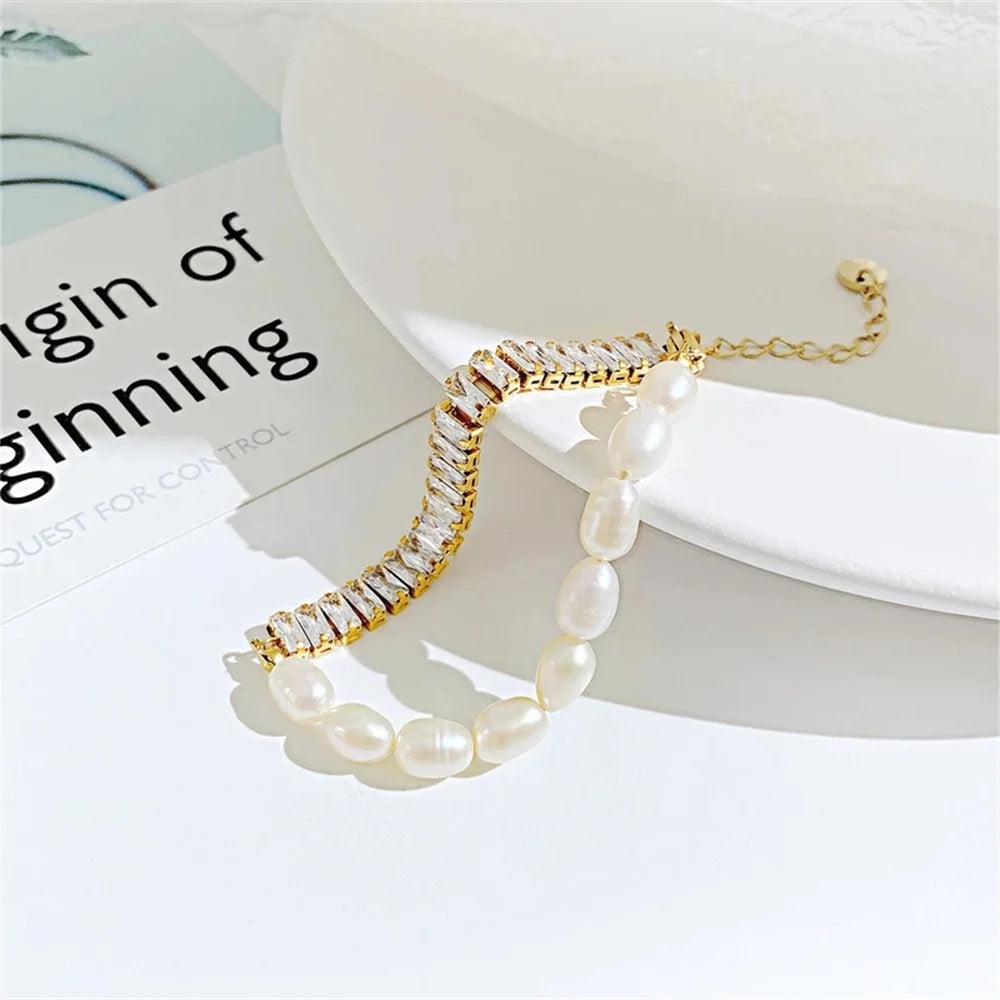 Stainless Steel Tennis Bracelets For Women Adjustable AAA Cubic Zirconia Crystal Choker Bead Chain Pendant Necklace Fine Jewelry