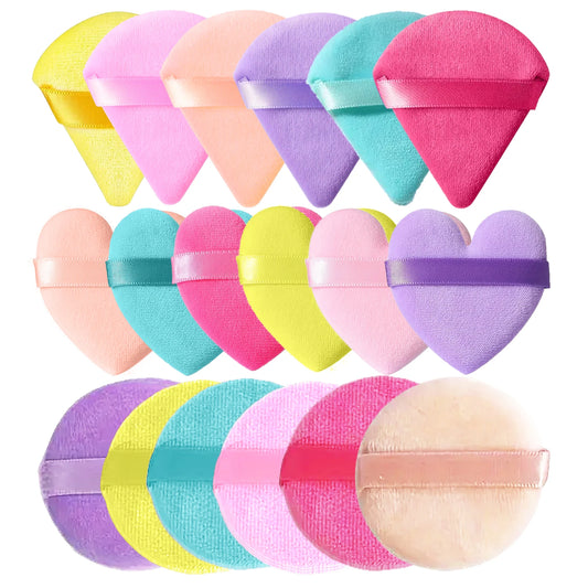 18pcs Mix Pack Heart Cosmetic Powder Puffs Triangle Makeup Puff Reusable Soft Sponge Face Body Loose Powder Wet Dry Makeup Tool