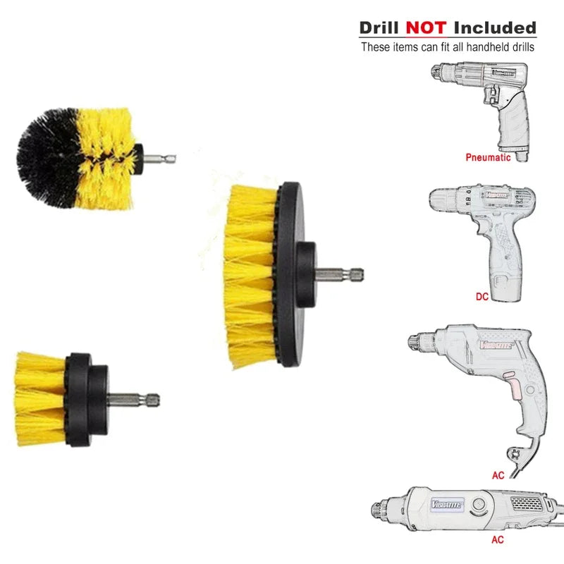 3/5Pcs Electric Drill-Brush Kit Power Scrubber Brush For Carpet Bathroom Surface Tub Furniture Shower Tile Tires Cleaning Tool