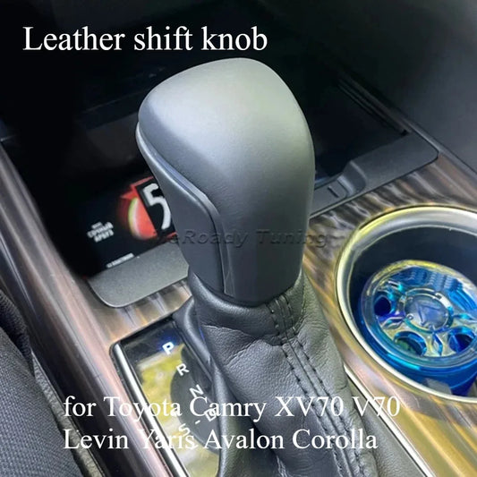 Auto leather shift knob gear stick shifter for Toyota Camry XV70 V70 2018 2019 2021 Levin Yaris Avalon Corolla 2020 accessories