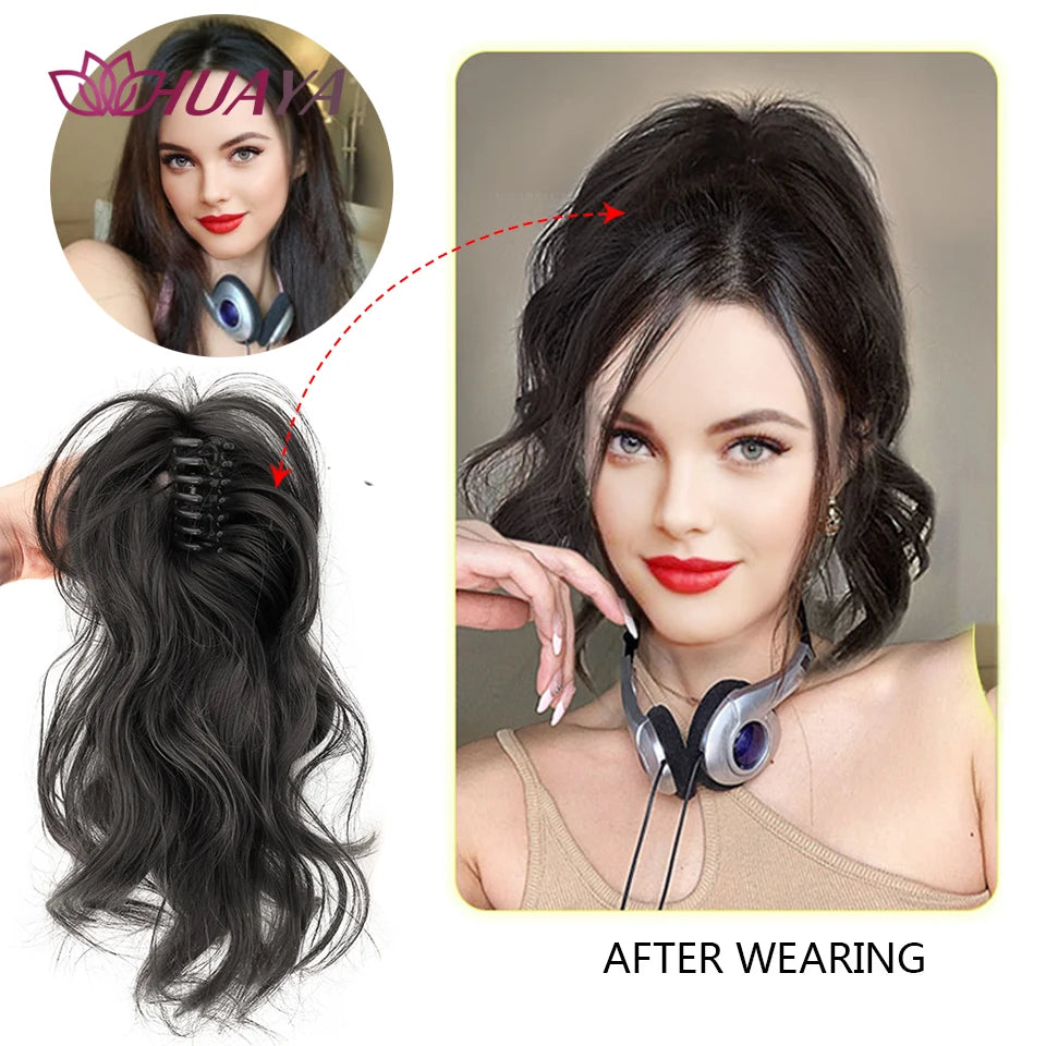 Synthetic Wavy Ponytail Extension Hairpiece Short Curly Claw Clip Ponytail For Women Heat Resistant Pony Tail Clip Fake Hair