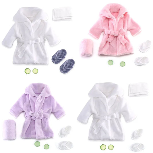 Newborn Costume for Photography Baby Breathable Bathrobe Bath Towel Headwear Slippers Photo Suit Photo Outfits