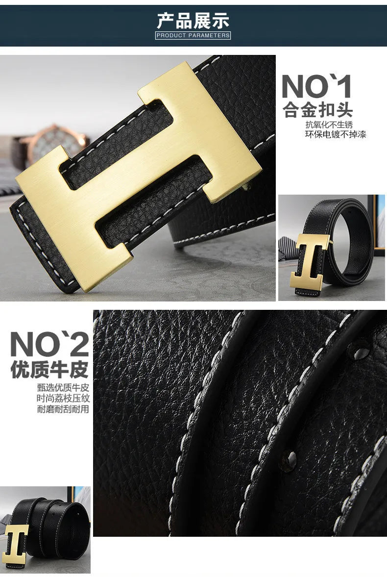 Width 3.8cm Famous Brand Belt Men Top Quality Genuine Luxury Leather Belts for Men Strap Metal Belt Fashion Women's Belt jeans