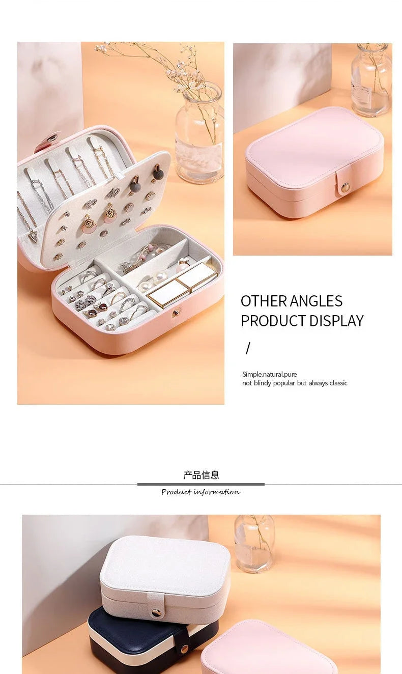 2024 Portable Jewelry Box Jewelry Organizer Display Travel Jewelry Case Boxes Button Leather Storage Zipper Jewelers