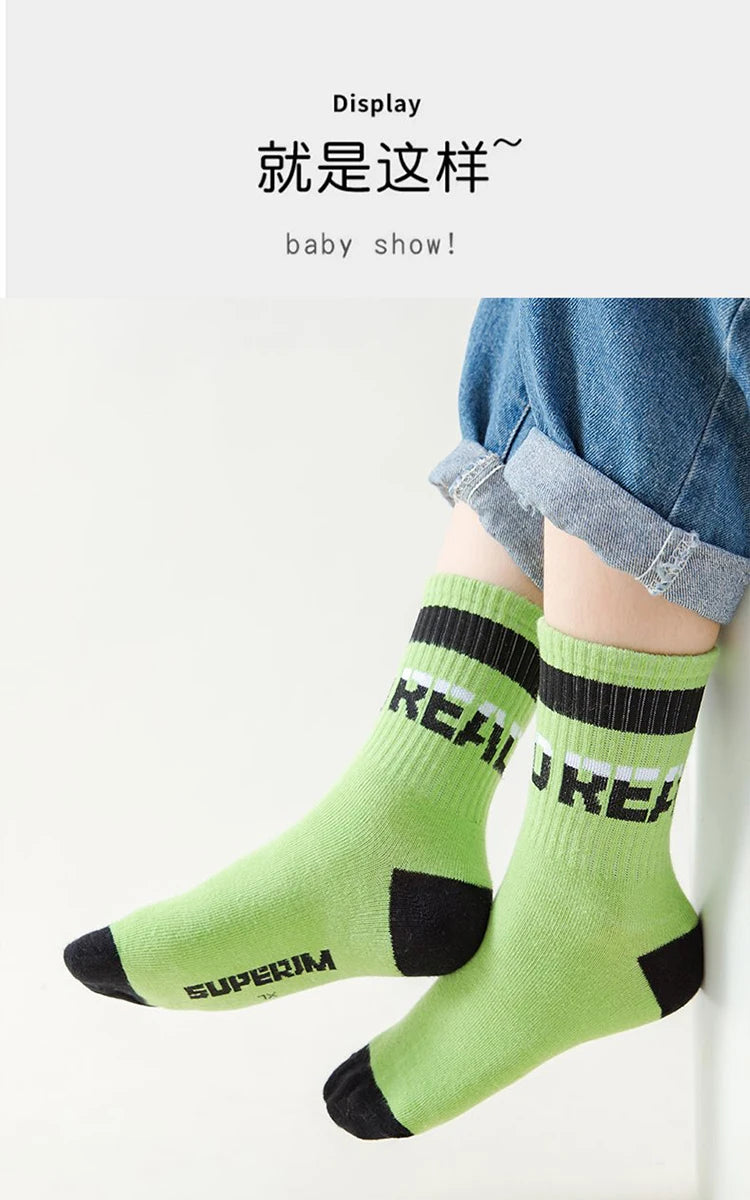 10Pairs 1-14Years Cotton Soft Boy's Mid-Tube Socks Breathability Double Layer Elastic Sock Collar Children's Warm Socks Fashion