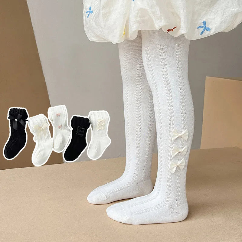 Warm Cotton Girls Tights Spring Autumn Cute Bowtie Baby Pantyhose Girls Leggings Kids Children Tights Stockings 0-10Years