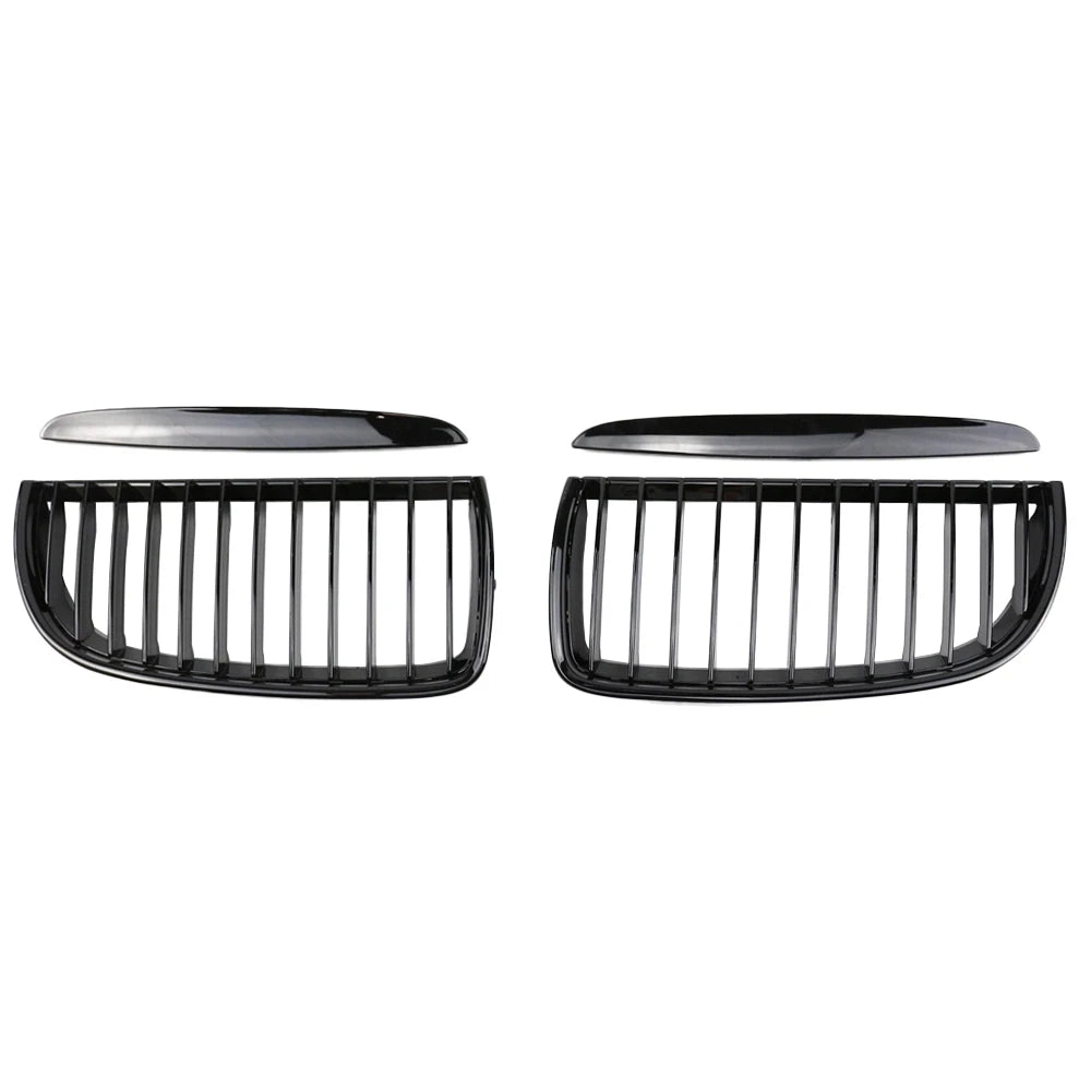 2 PCS Car Front Kidney Grille Hood Grills Gloss Black Single Line 1 Slat for BMW E90 323I 328I 335I 330I 325I 3-Series 2005-2008