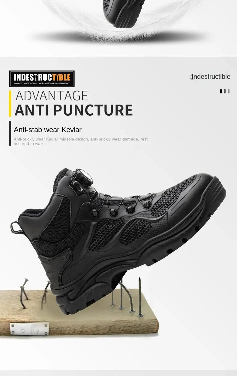 Rotary Buckle New Safety Boots Men Work Shoes Are Indestructible Steel Toe Protection Anti Impact Anti Puncture Safety Shoes Men