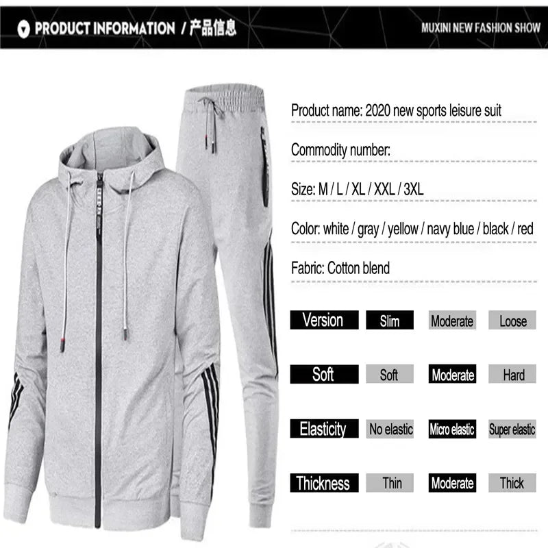 2023 Men's Suit Two-Piece Tracksuit Casual Sports Jacket+Trousers Harajuku Sports Suit Spring And Autumn Hoodie Sportswear