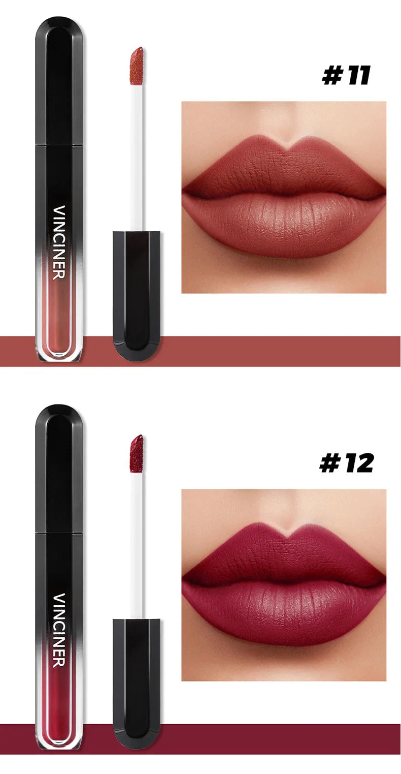 VINCINER 12 Color Matte Lip Gloss Velvet Texture Waterproof Lasting No Fading Fashion Liquid Lipstick Easy To Apply Cosmetics 2g