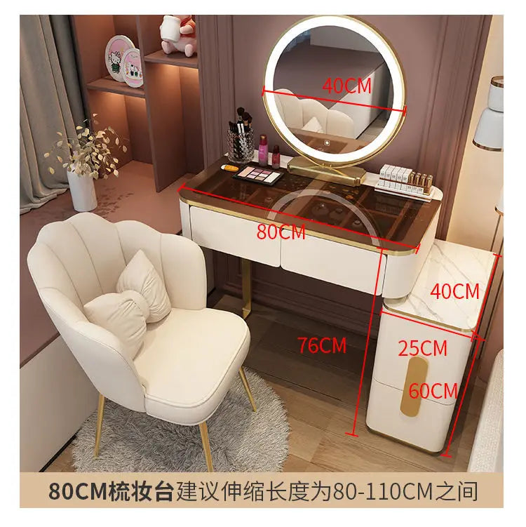 Vanity Desk Modern Dresser Table LED Mirros Household Bedroom Dressing Table Density Board Makeup Table With Mirror Furniture