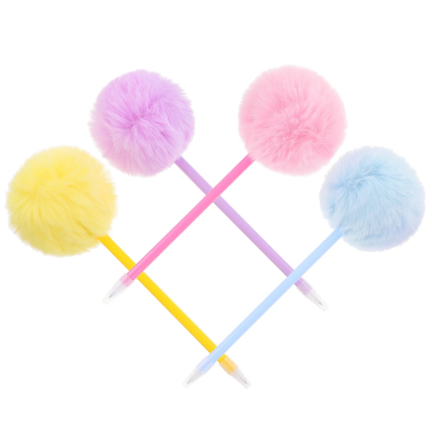 4pcs Fluffy Writing Pens Hair Ball Fountain Fluffy Pens Colorful Plush Pen Kawaii Creative Gifts for Girls Gift Writing Tools