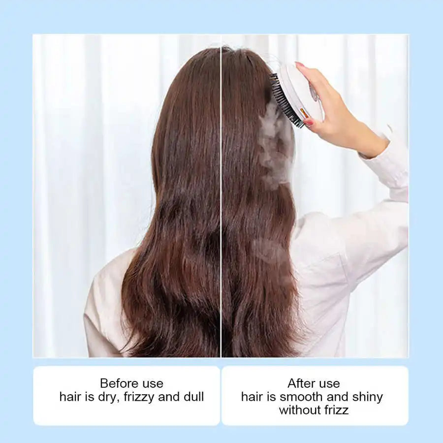 Hair Smoothing Straightening Brush Spray Steam Scalp Massage Comb Electric Ionic Household Hair Styler Tool for Frizzy Dry Hair