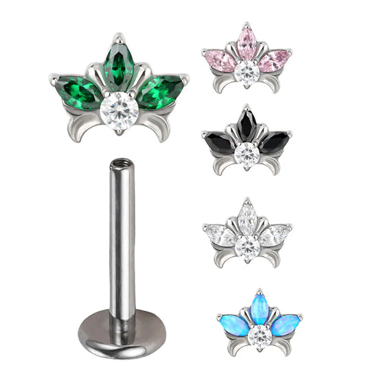 ASTM F136 Titanium EAR Stud PIERC with 4 CZ Top Cartilage Tragus Earrings Ear Lip Helix Studs Tongue Fashion Piercing Jewelry