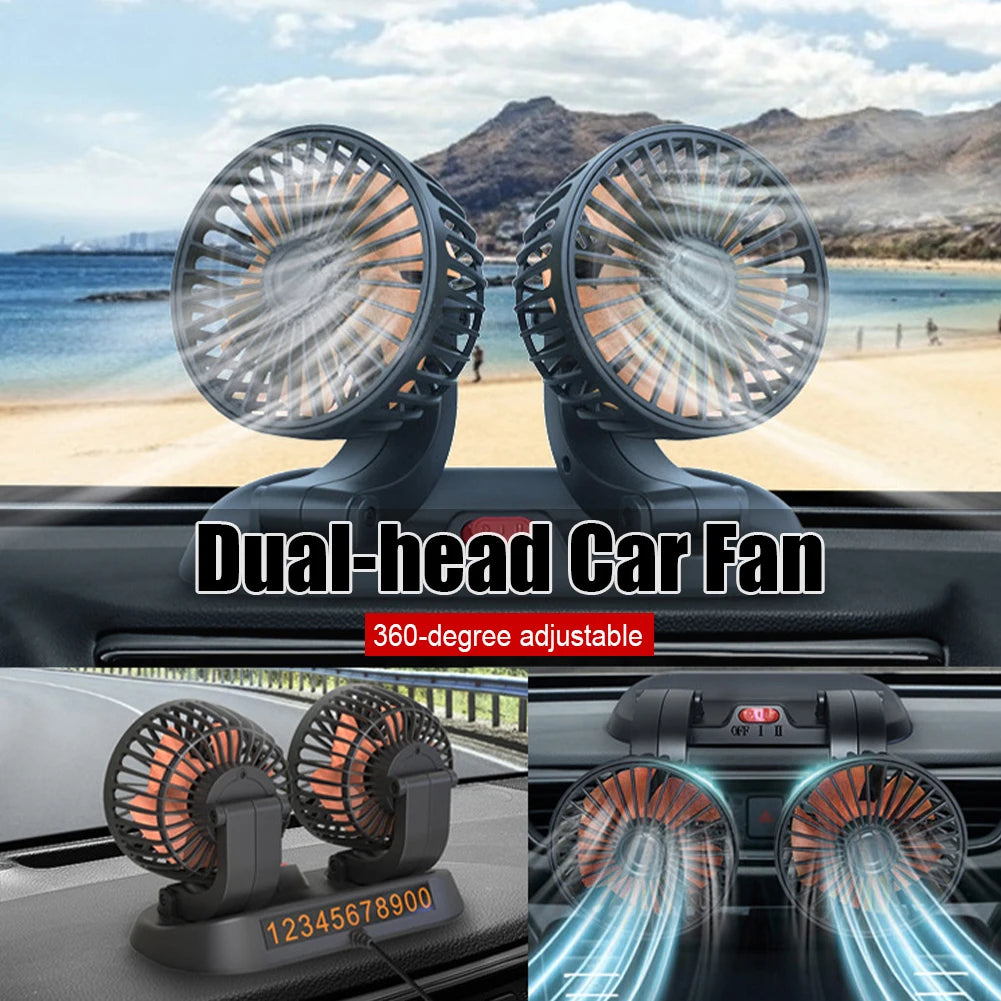 5/12/24V Car Fan Cooling Car Fan Dual Head Usb Car Fan 2 Speeds Adjustable for Auto Cooler Air Fan Car Accessories Fan