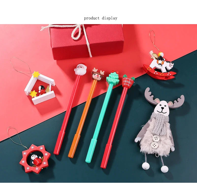 30Pcs/Lot Kawaii Christmas Gel Pen 0.5mm Black Ink Cute Christmas Tree Elk Santa Snowmen Neutral Pen School Stationary Kids Gift