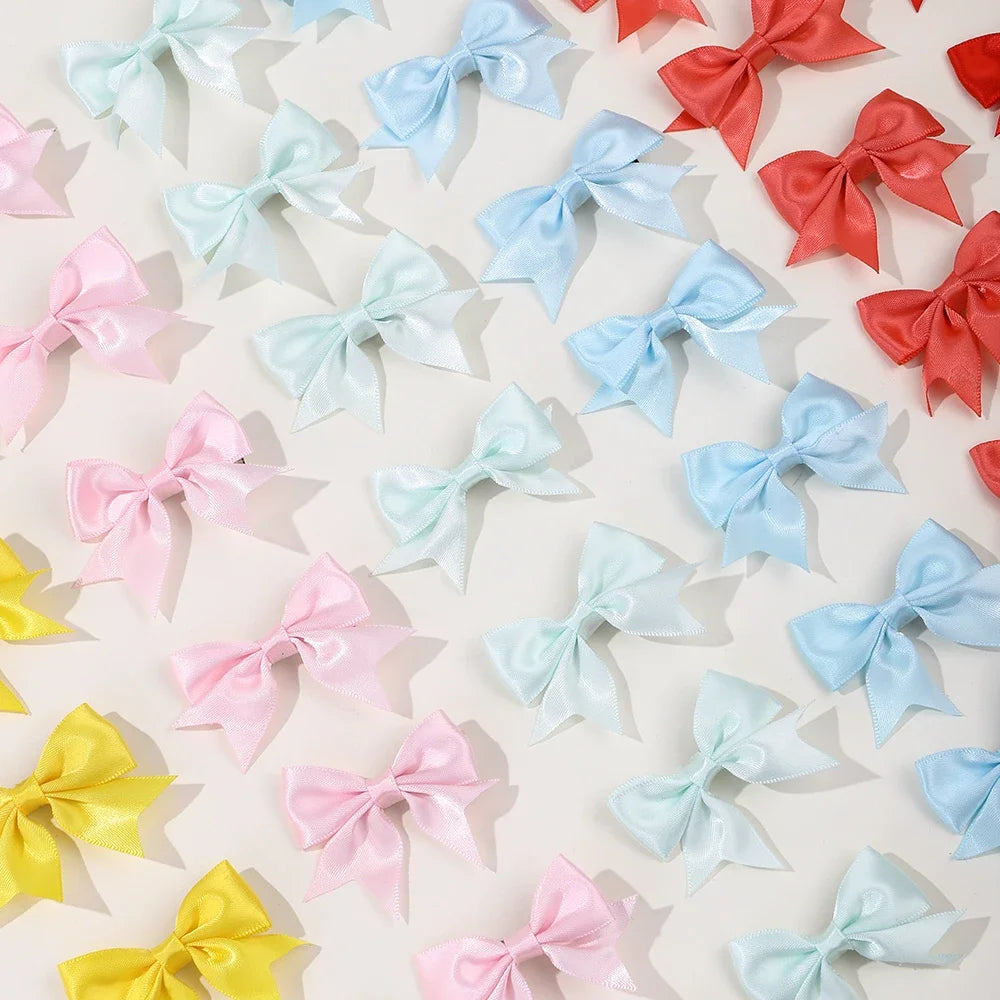 10Pcs/lot Solid Color Ribbon Baby Bows Hair Clips for Baby Girls Handmade Bowknot Hairpin MiNi Barrettes Kids Hair Accessories