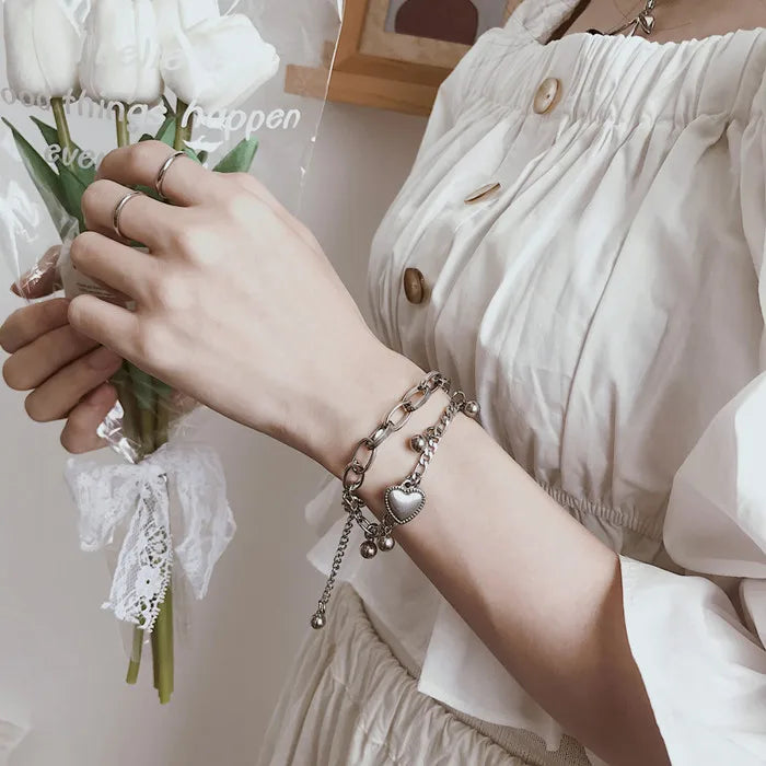 Gold Color Bracelet Set of Four Stainless Steel Sequins Rhinestone Bracelet Combination for Women Chain Bracelet Jewelry Gifts