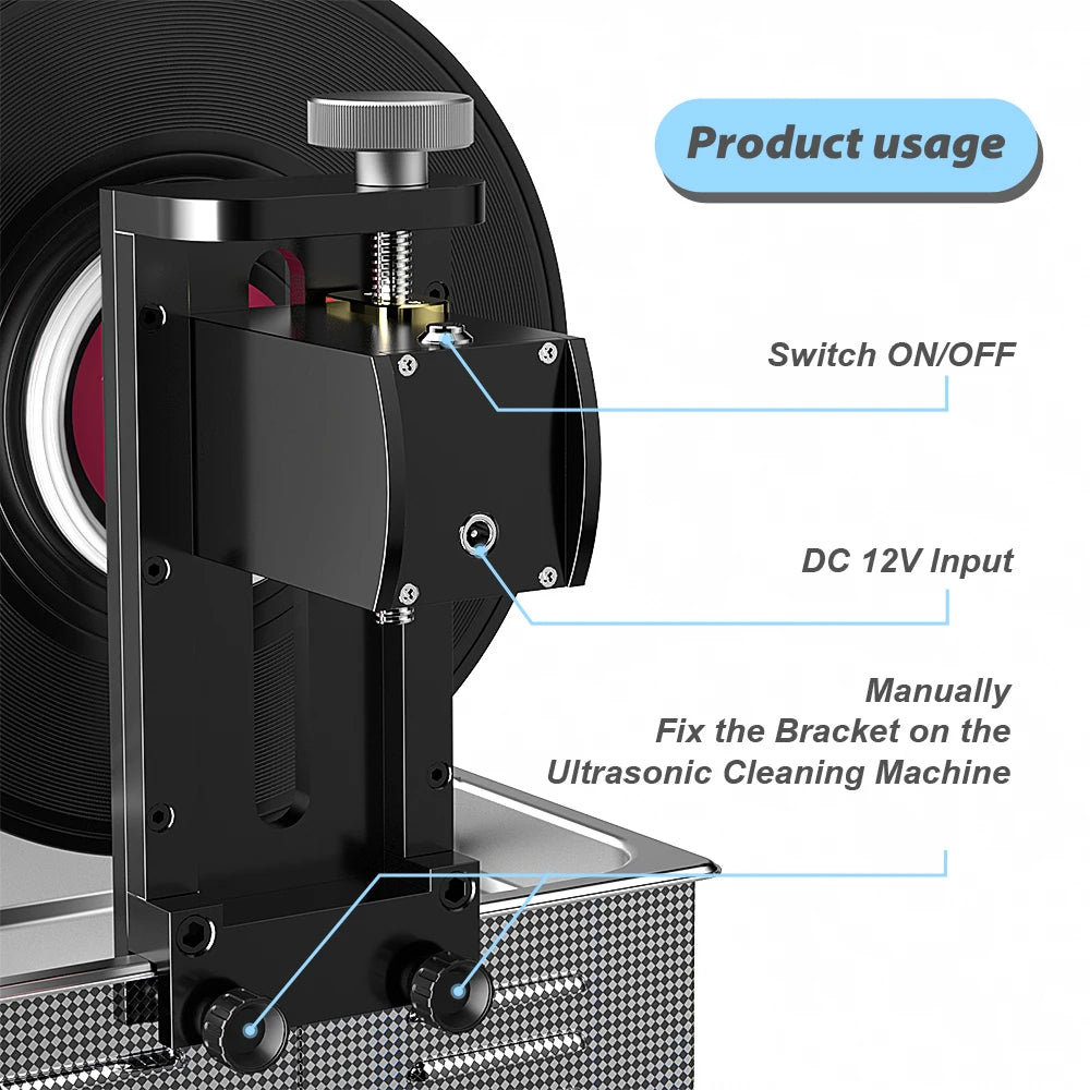 6L Vinyl Record Ultrasonic Cleaner with Bracket(Set) for Cleaning EP 7 LP 12 Inch Records Label Saver Aluminum CNC Made