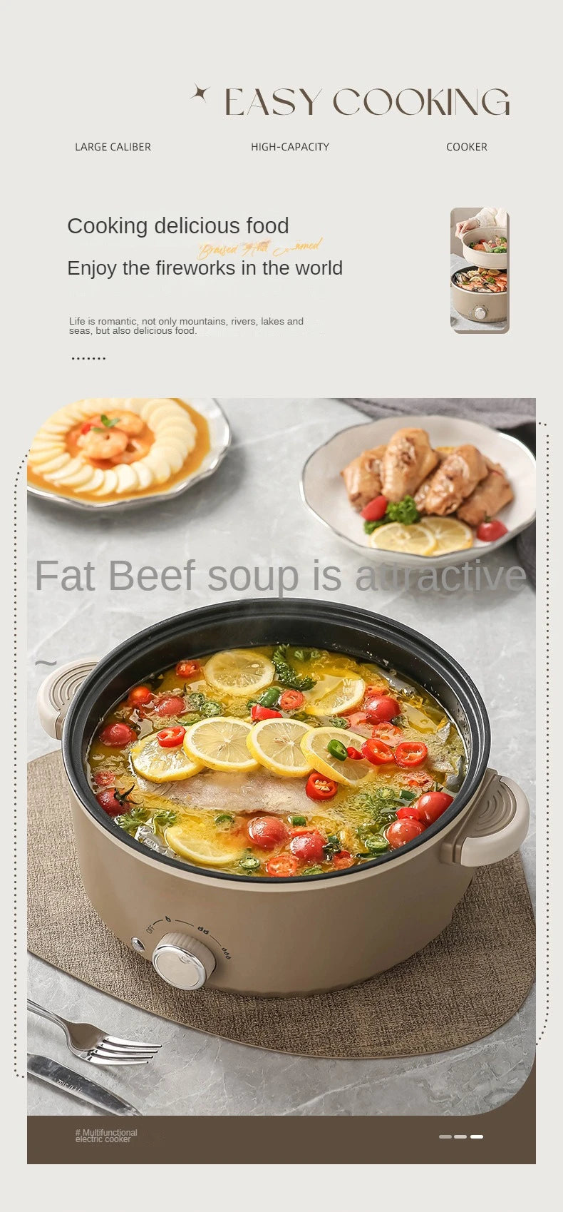 3L/4.6L Electric Food Cooking Pot Non-stick Multi Cooker Household Electric Hot Pot Frying Pot Home Rice Cooker 220V