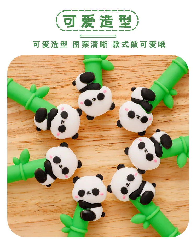 6 pcs/lot Panda Bamboo Soft Silicone Gel Pens For Writing Cute Signature Pen School Office Stationery Art Deco Gel Pens
