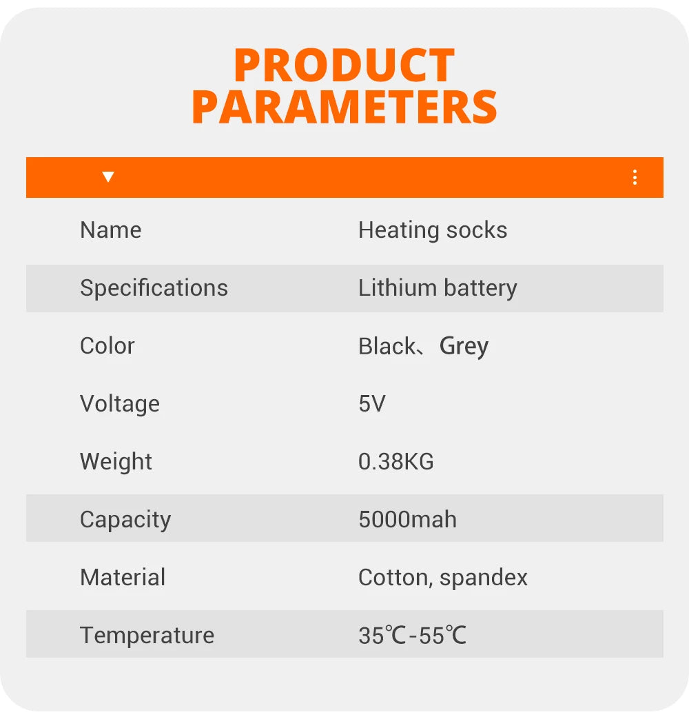65℃ Heated Socks Winter Warmth 4000mAh USB Rechargeable Heating Socks Outdoor Ski Heated Boots Snowmobile Skiing Sock