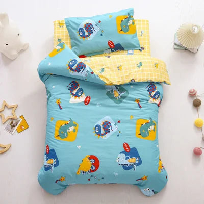 3 pcs set cotton baby Bedding set bed sheet duvet cover pillowcase Words bear pink white eyes boy and girl cute beding