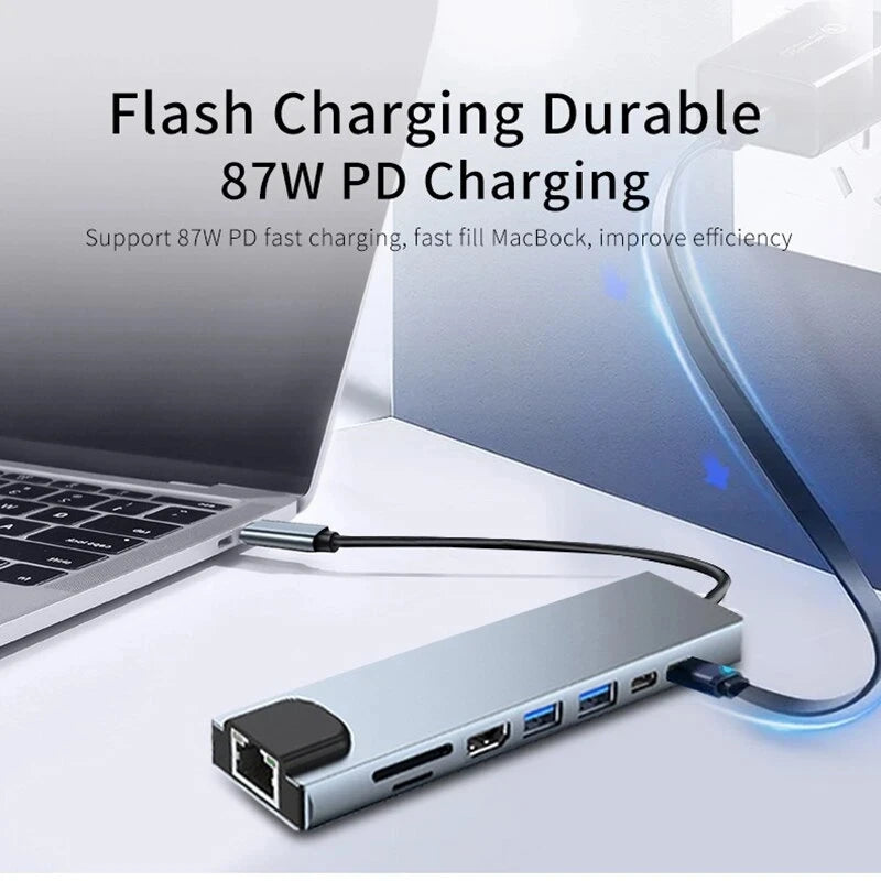 USB C HUB Type C Splitter Thunderbolt 3 Docking Station Laptop Adapter With For Macbook Air M1 iPad Pro RJ45 HDMI